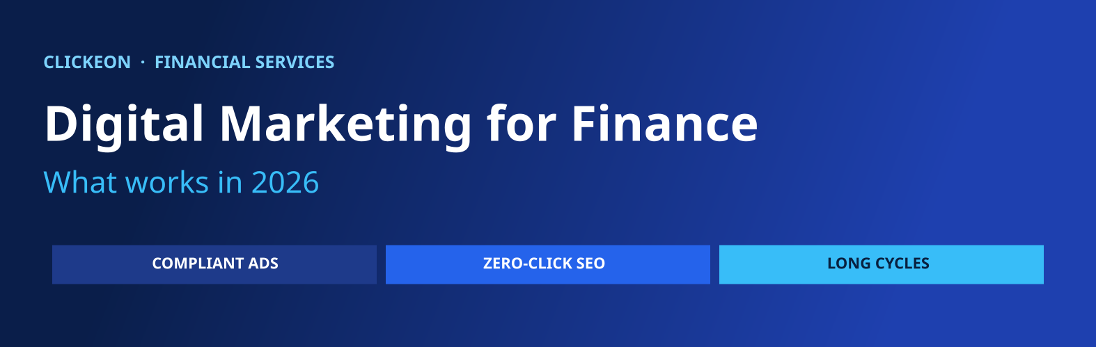 Cover banner for Digital Marketing for Financial Services 2026, covering compliant ads, zero-click search and long buying cycles